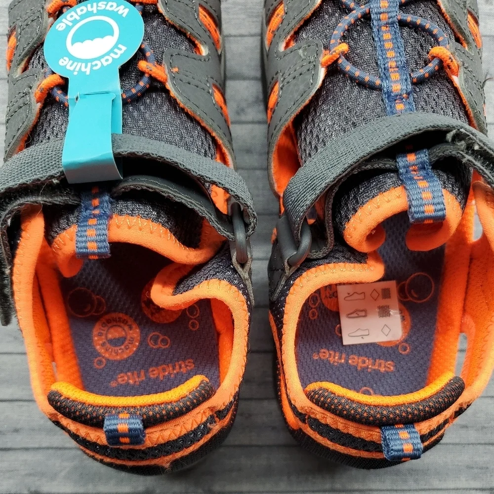 NWOT Stride Rite River Sandals‎ Strappy Toddler Boys Size 12 Gray Orange